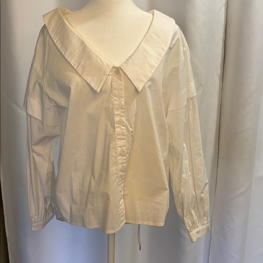 Whiteroom + Cactus Crisp Bright White Artist Shirt, unique puff sleeve